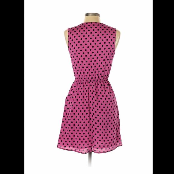 Fishbowl pink and black polka dot fit and flare dress, L - Picture 5 of 9